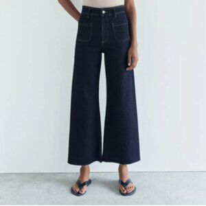 Zara High Waist Marine Straight Pocket Jeans